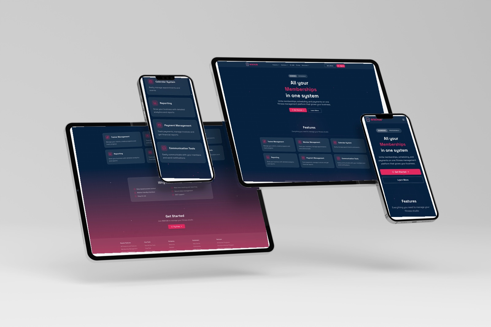 RNKHUB'ın web sitesi ve uygulaması tablet ve telefon ekranlarında