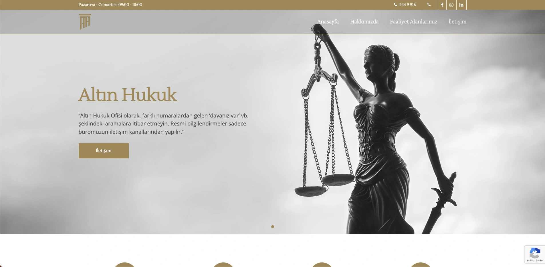 Altın Hukuk Ofisi sitesinin ana sayfası