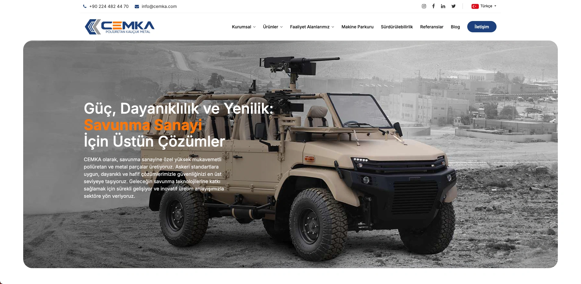 CEMKA sitesinin ana sayfası