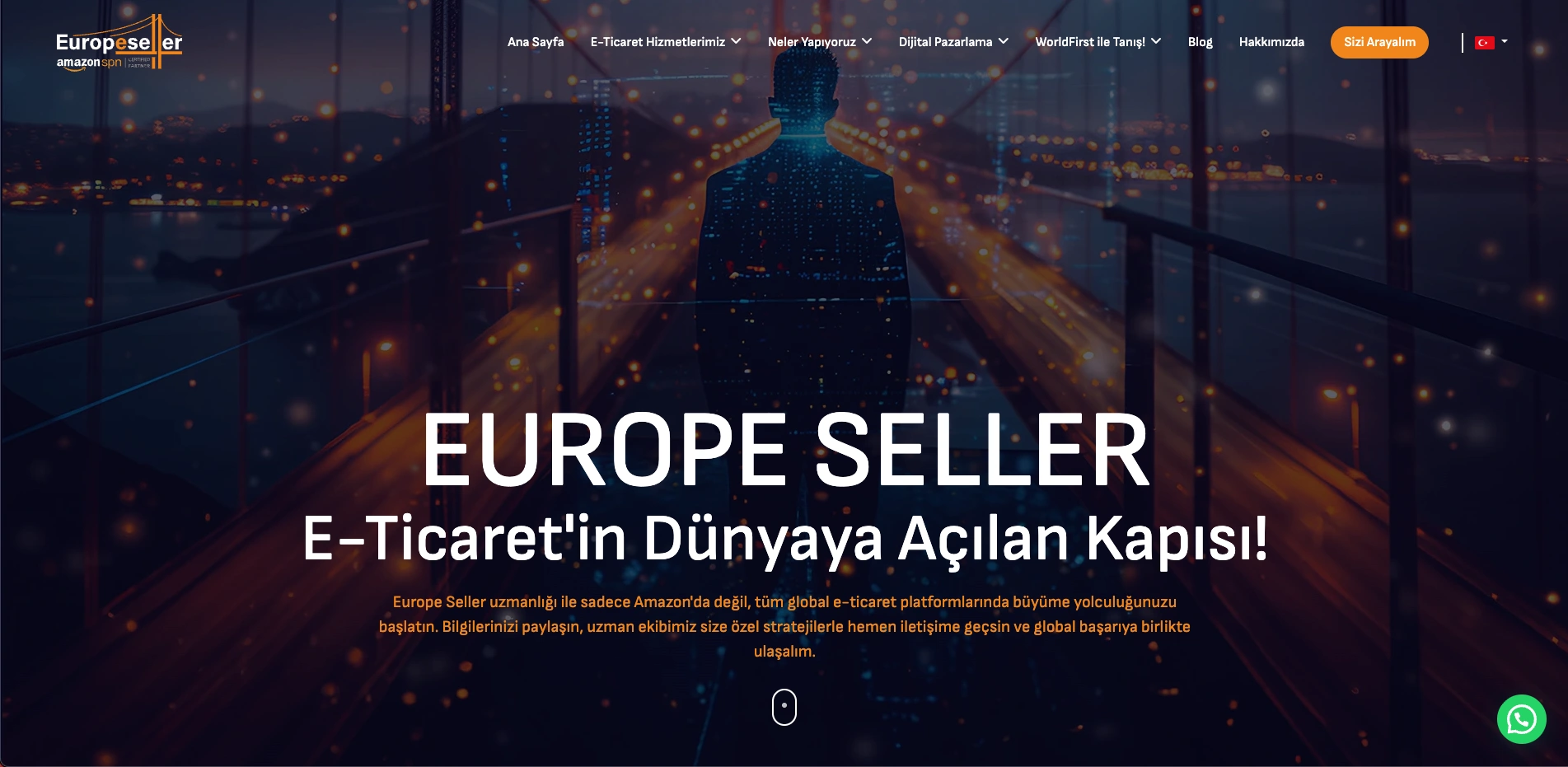 EuropeSeller sitesinin ana sayfası