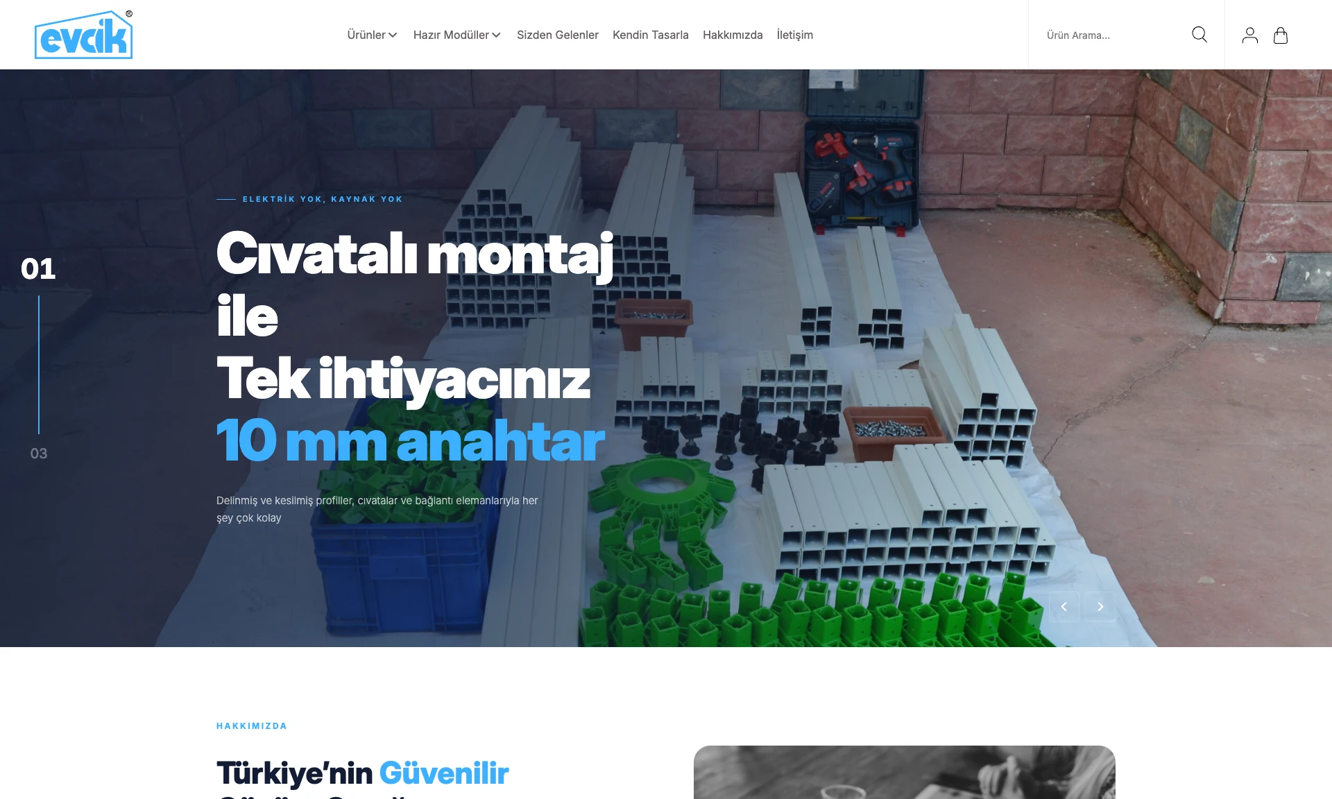Evcik sitesinin ana sayfası