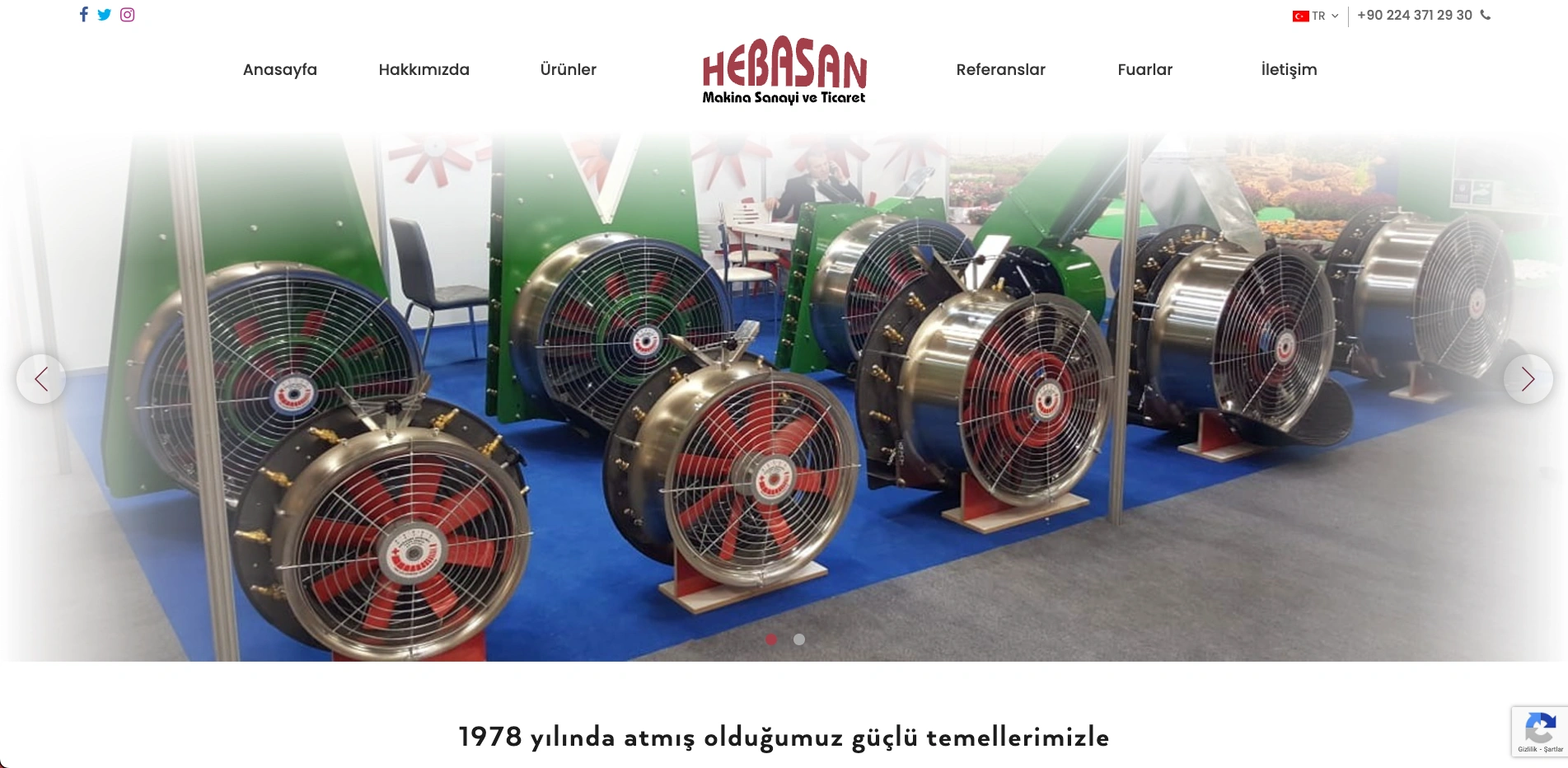Hebasan sitesinin ana sayfası