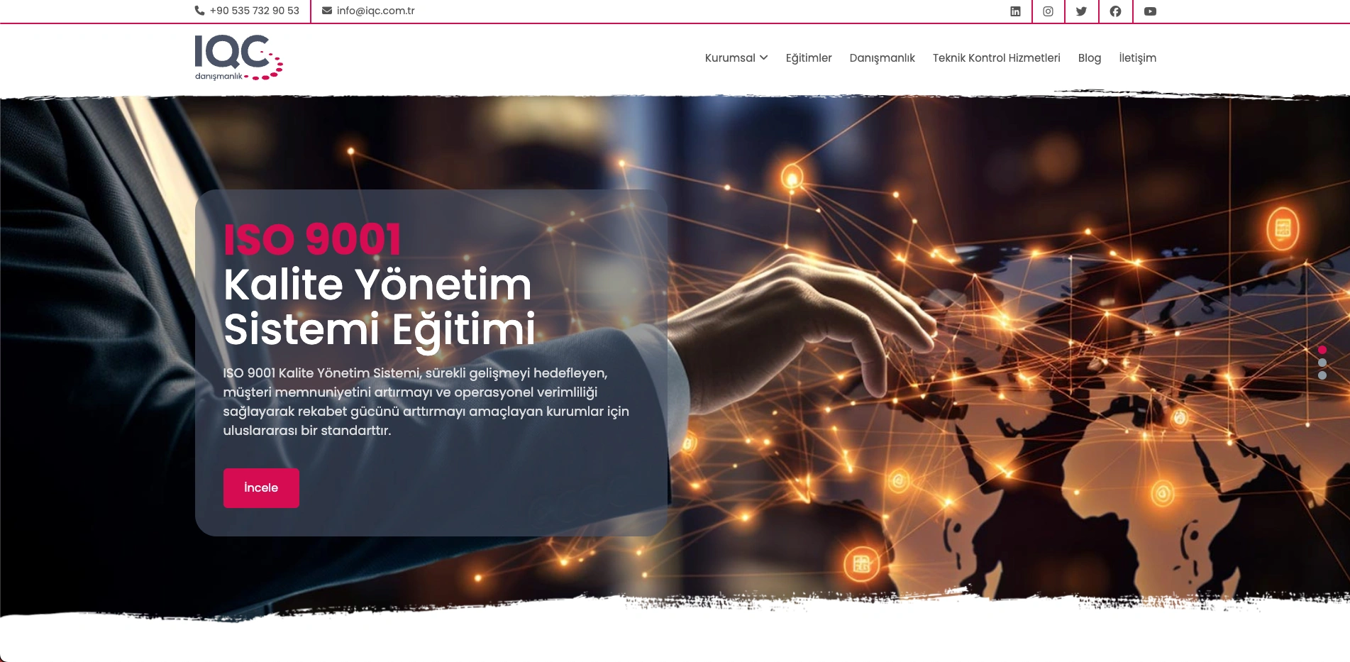 IQC Danışmanlık sitesinin ana sayfası
