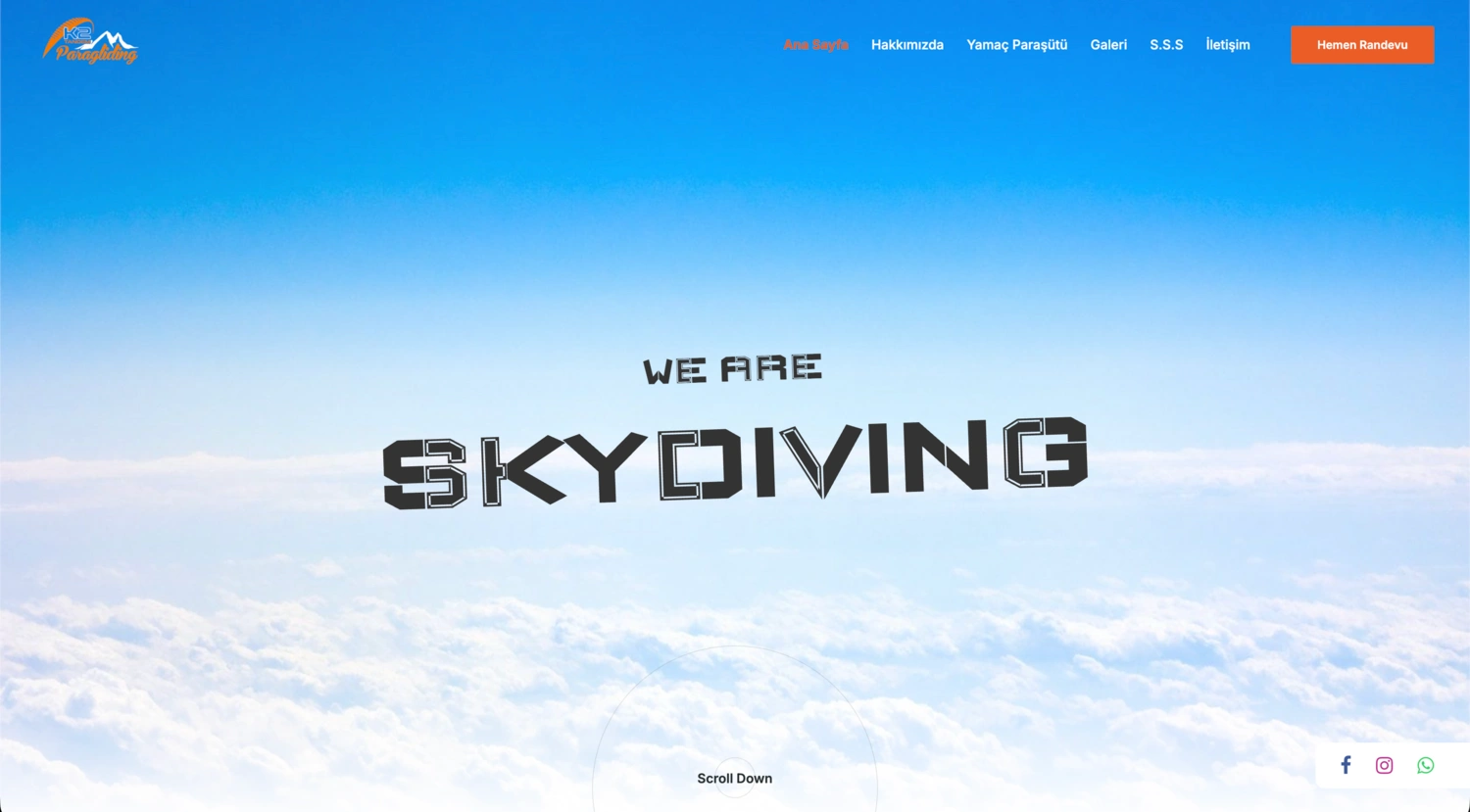 K2 Paragliding sitesinin ana sayfası