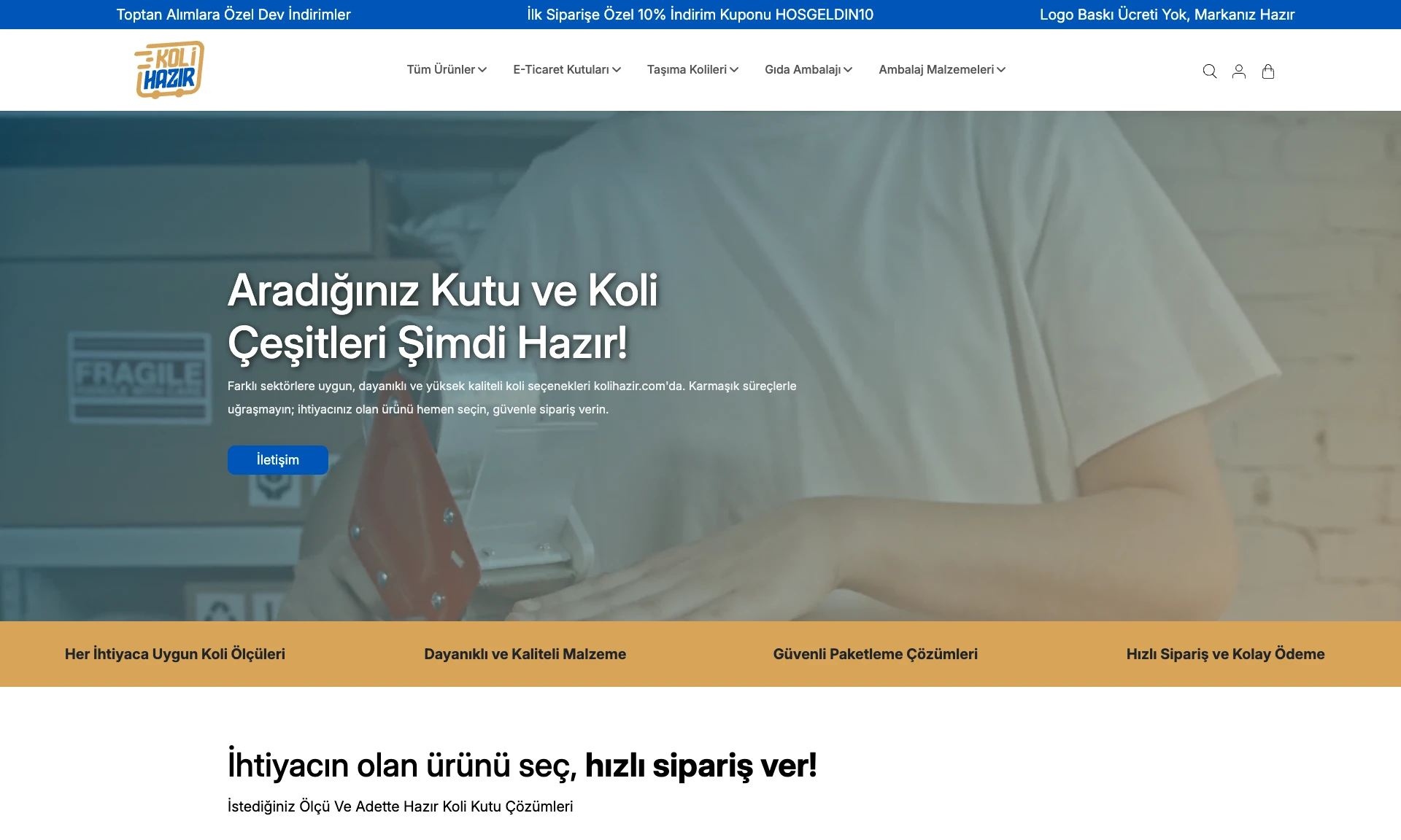 Koli Hazır sitesinin ana sayfası