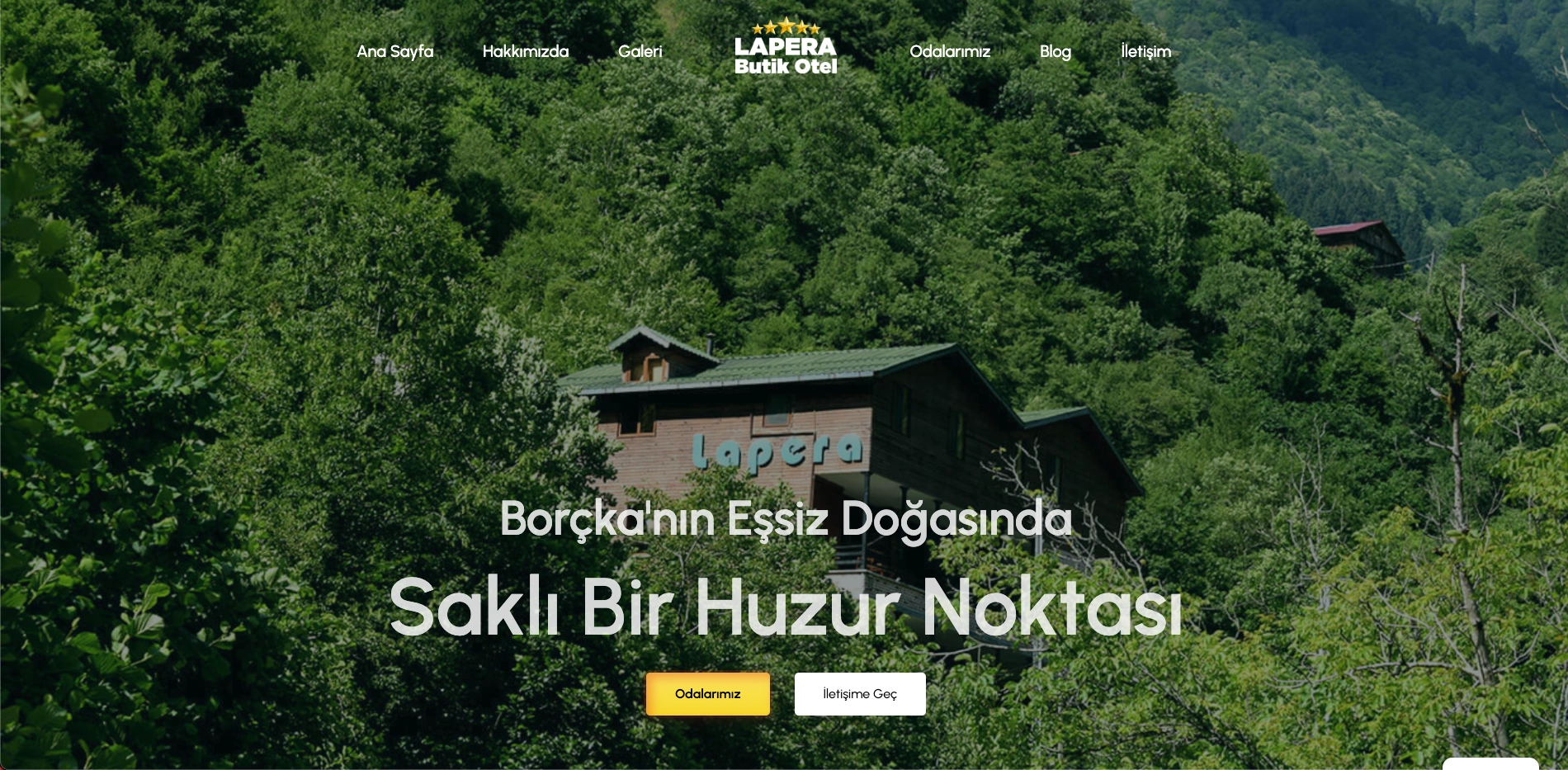 Lapera Butik Otel sitesinin ana sayfası