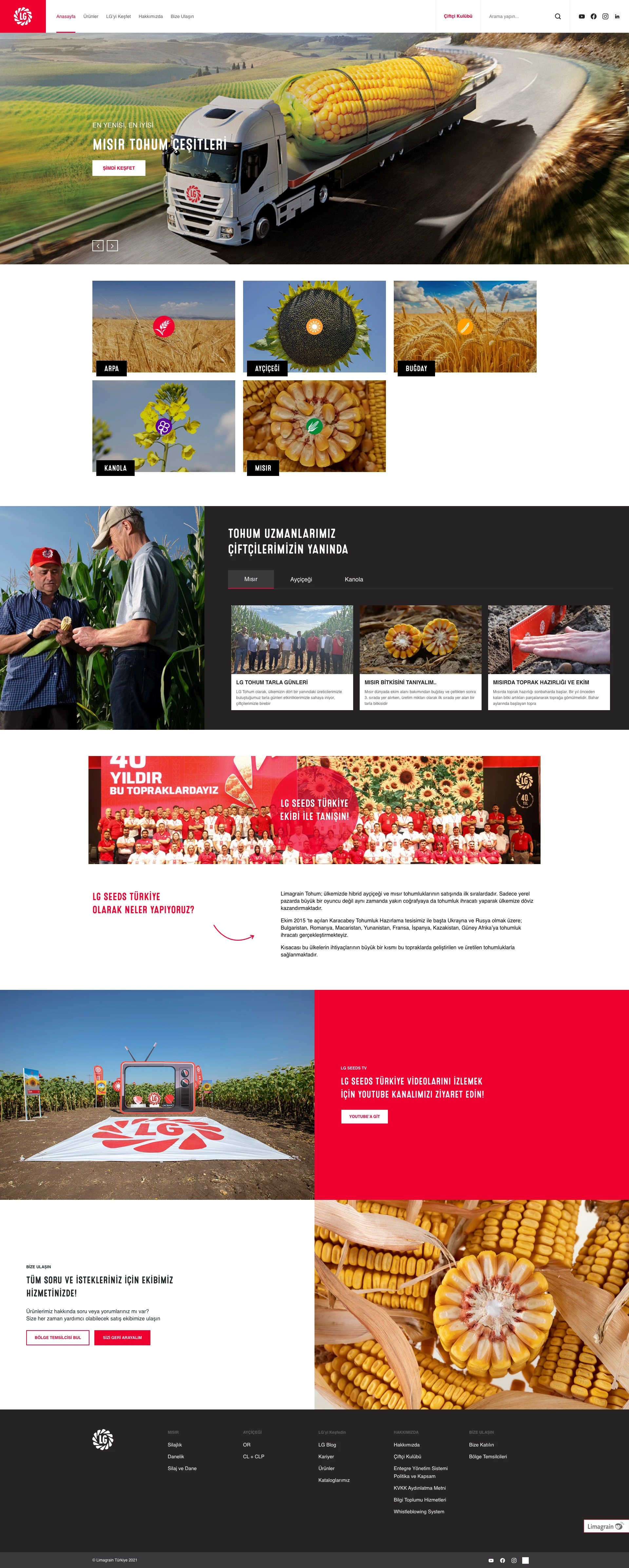 Limagrain Türkiye web sitesinin ana sayfası