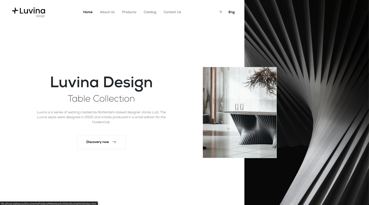 Luvina Design sitesinin ana sayfası