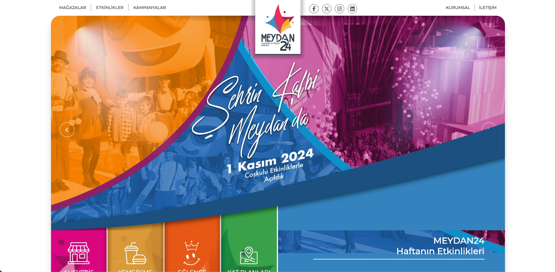 Meydan24 AVM sitesinin ana sayfası