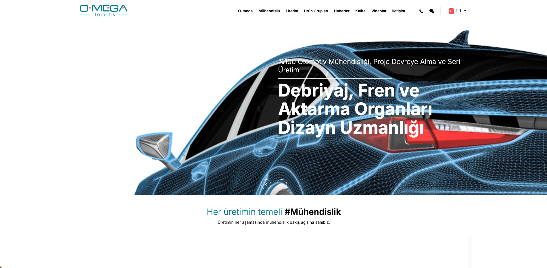 Omega Otomotiv sitesinin ana sayfası