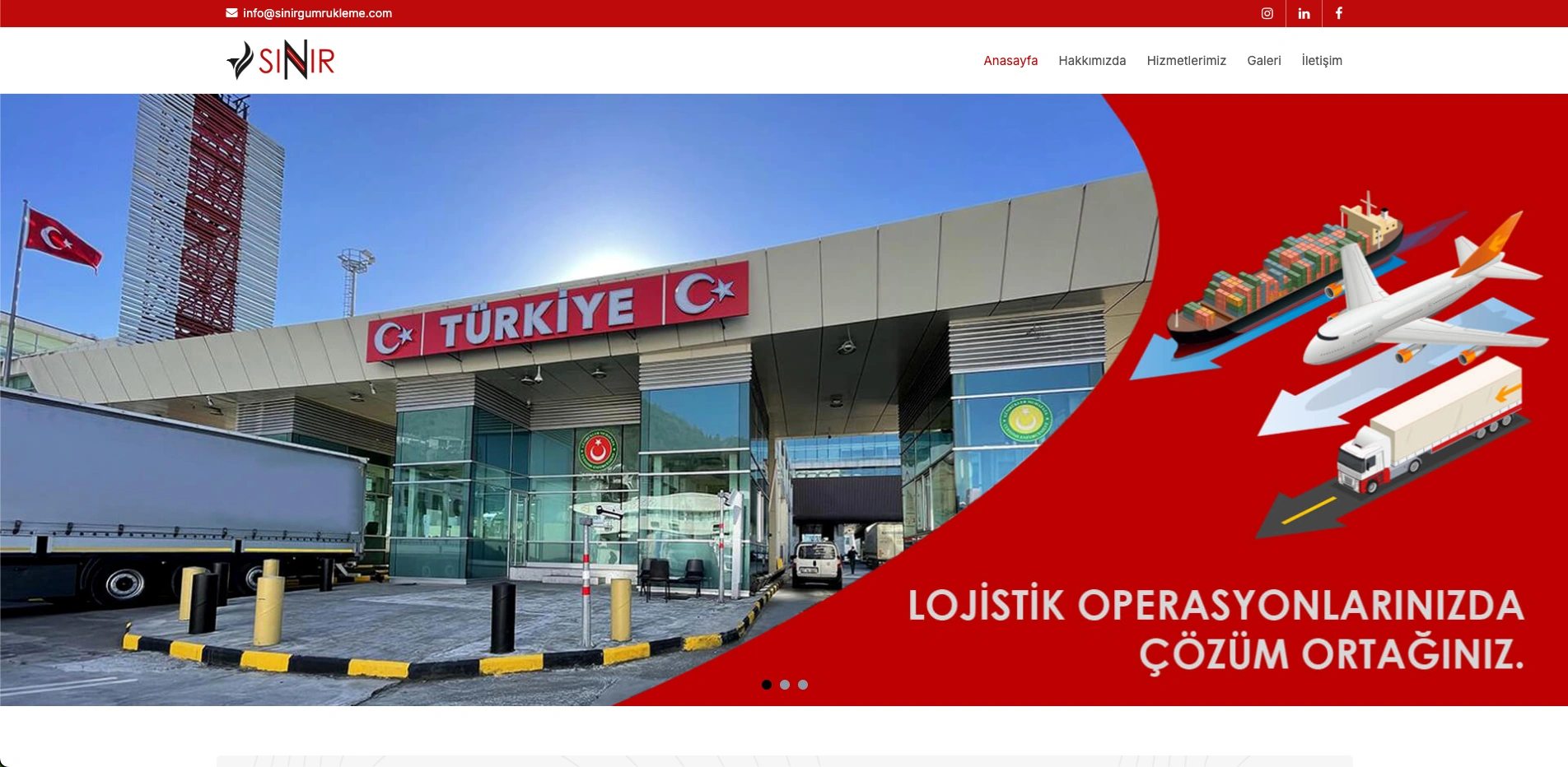 Sınır Gümrükleme sitesinin ana sayfası