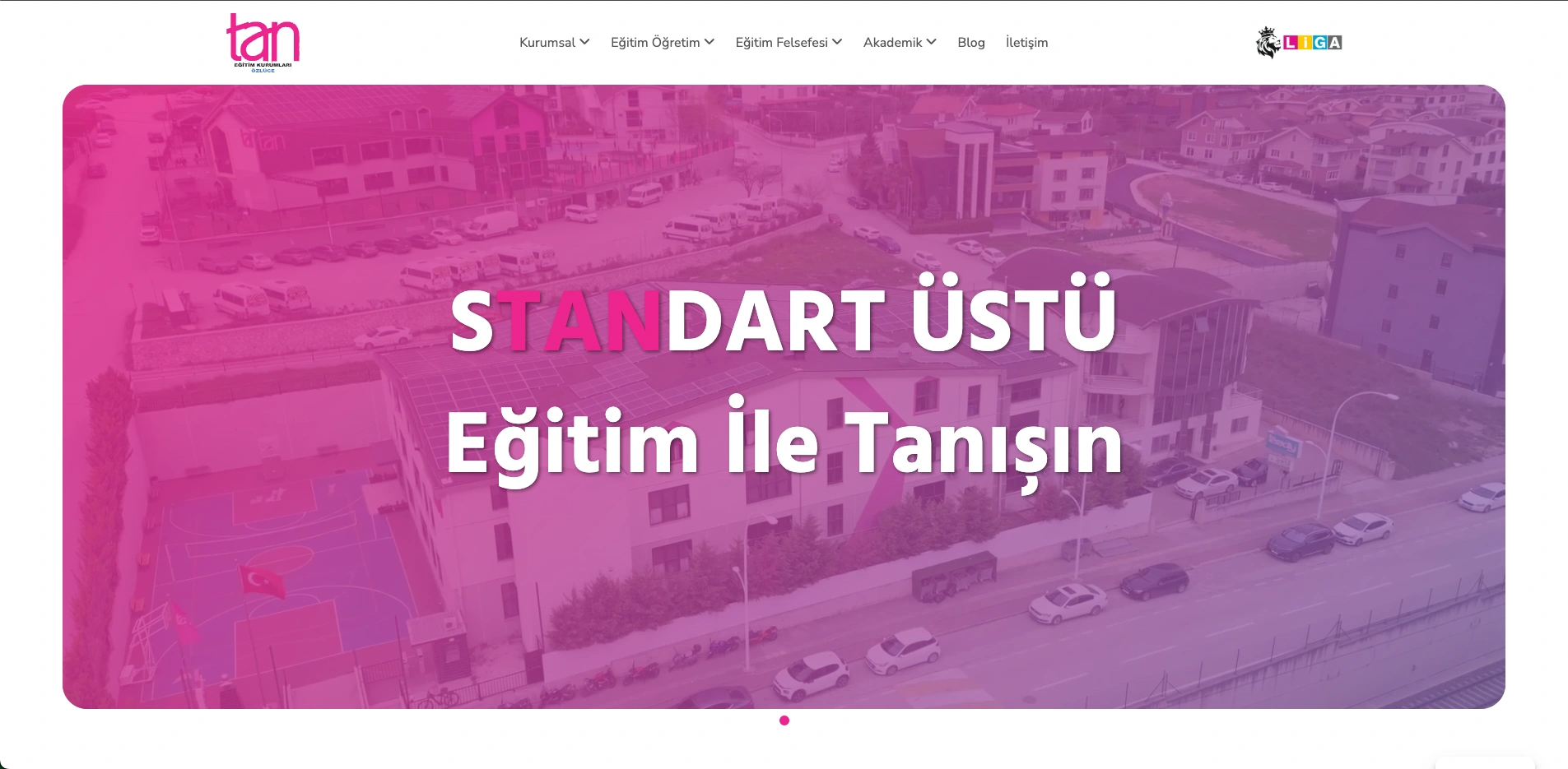Özel Tan Okulları sitesinin ana sayfası