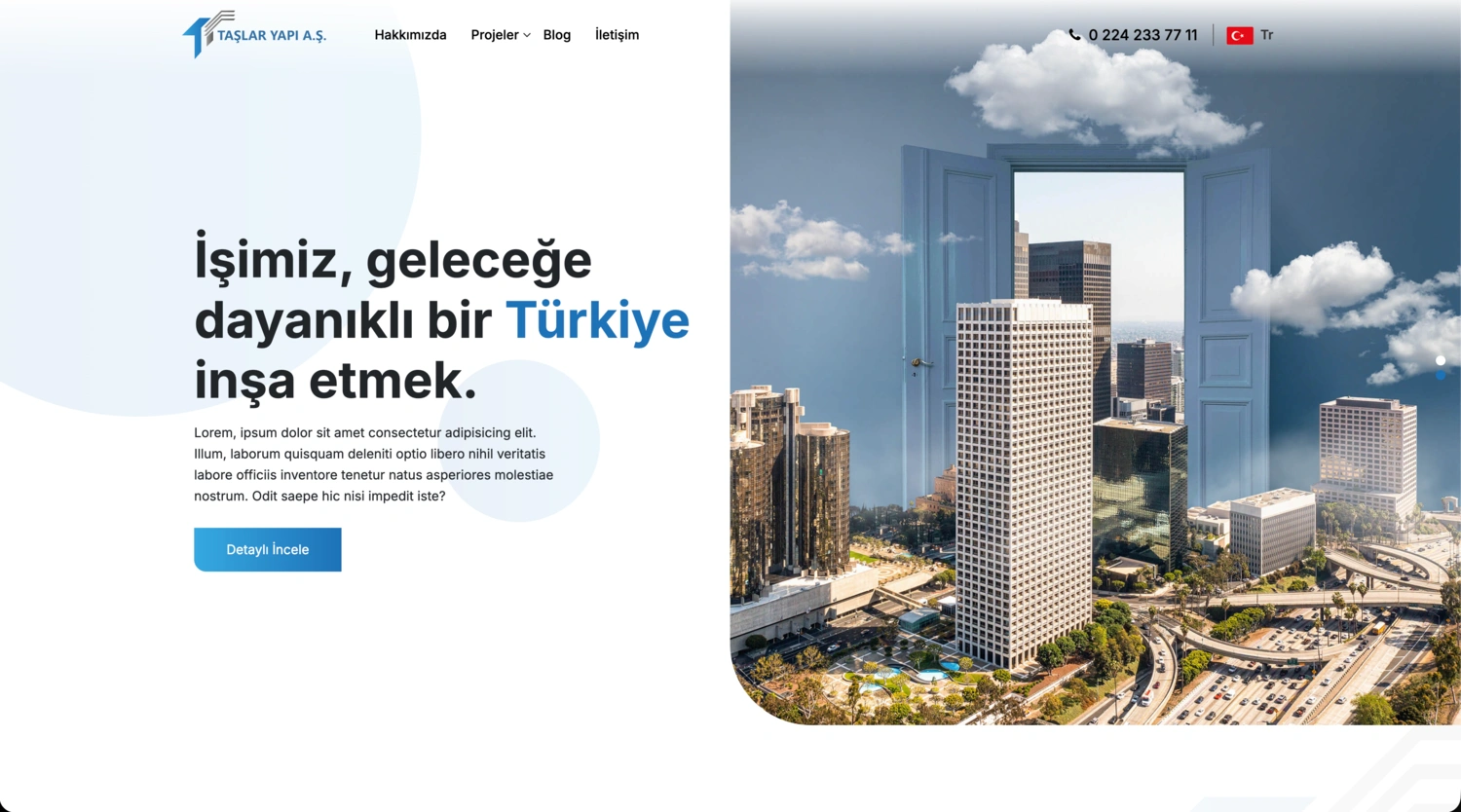 Taşlar Yapı sitesinin ana sayfası
