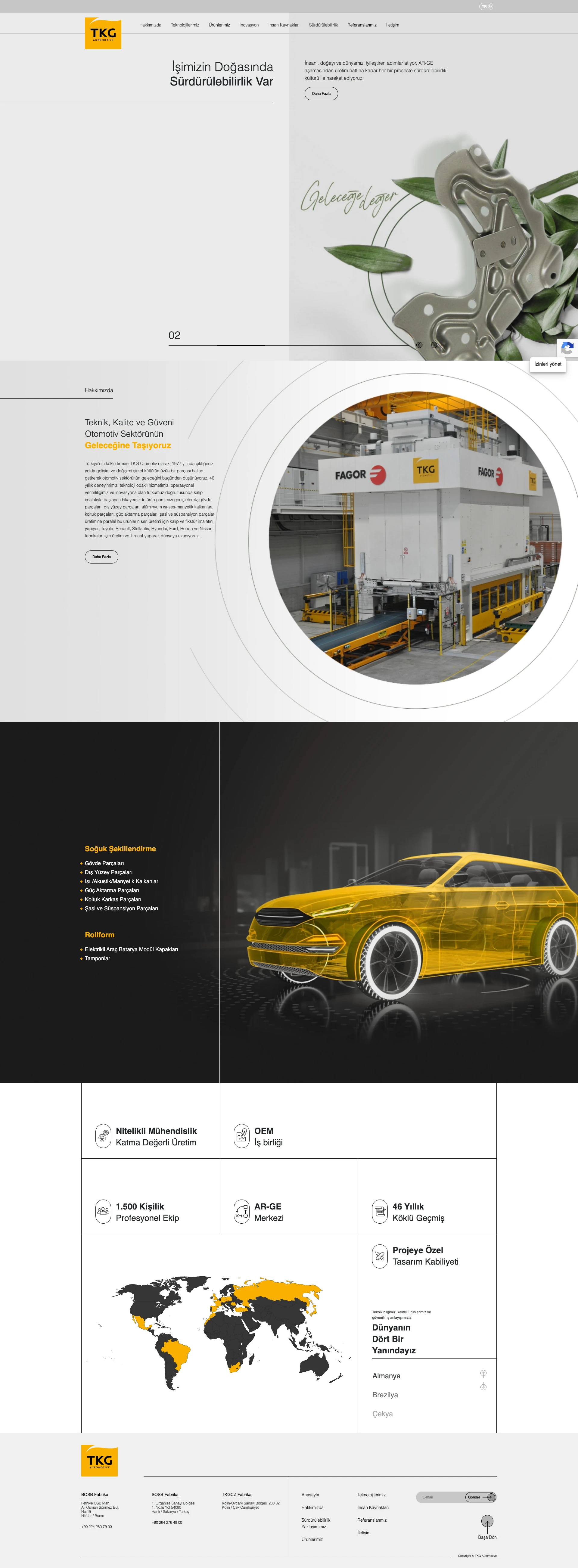 TKG Automotive web sitesinin ana sayfası
