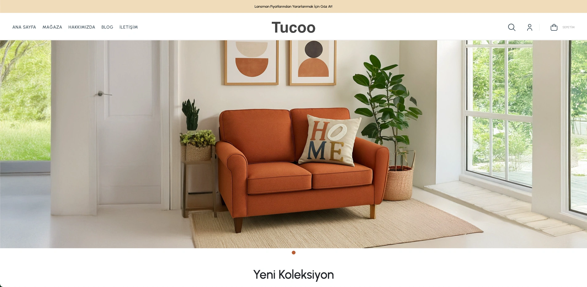 Tucoo Home sitesinin ana sayfası